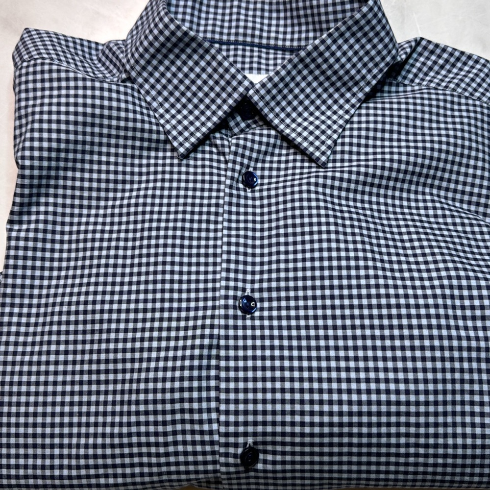 Eton Black and White Gingham Dress Shirt